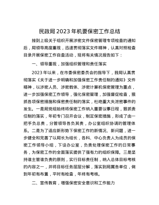民政局2023年机要保密工作总结.docx