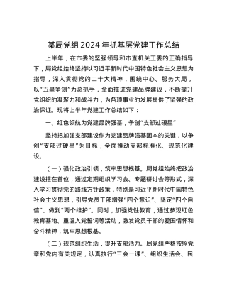 某局党组2024年抓基层党建工作总结.docx