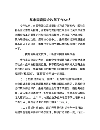 某市国资国企改革工作总结.docx
