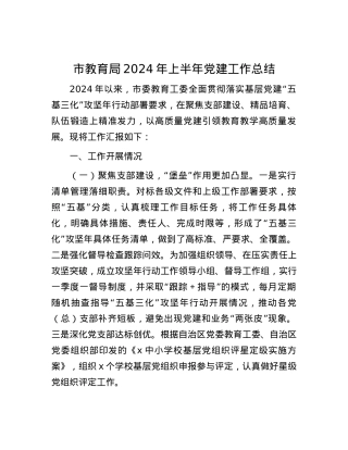 市教育局2024年上半年党建工作总结.docx