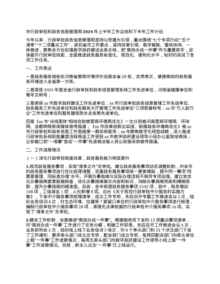 市行政审批和政务信息管理局2024年上半年工作总结和下半年工作计划.docx