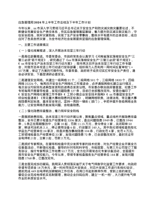 应急管理局2024年上半年工作总结及下半年工作计划.docx
