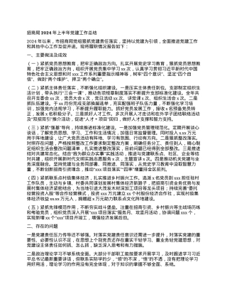 招商局2024年上半年党建工作总结.docx