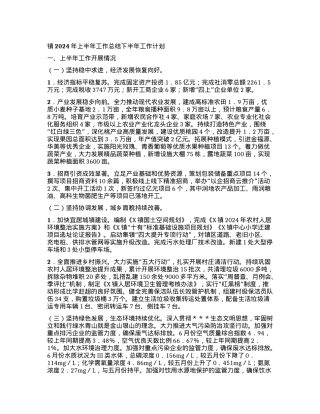 镇2024年上半年工作总结下半年工作计划.docx
