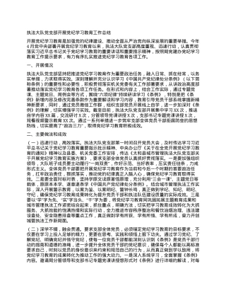 执法大队党支部开展党纪学习教育工作总结.docx