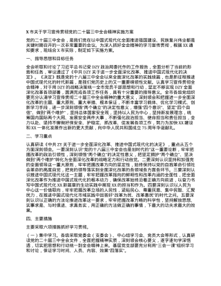 X市关于学习宣传贯彻党的二十届三中全会精神实施方案.docx