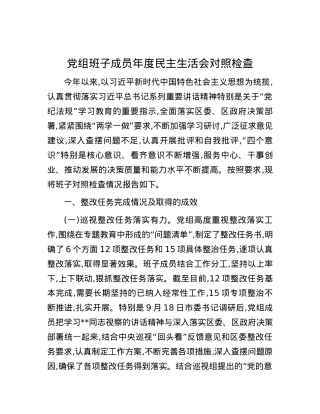 党组班子成员年度民主生活会对照检查.docx