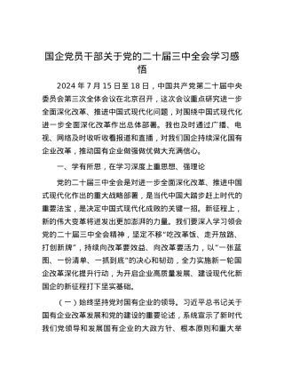 国企党员干部关于党的二十届三中全会学习感悟.docx