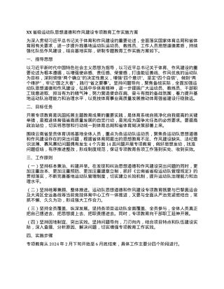 XX省级运动队思想道德和作风建设专项教育工作实施方案.docx