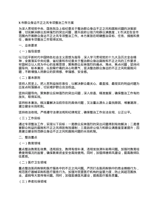 X市群众身边不正之风专项整治工作方案.docx