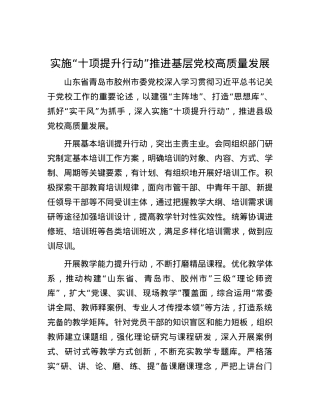 实施“十项提升行动”推进基层党校高质量发展.docx