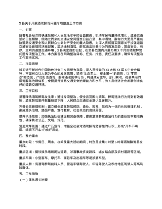 X县关于开展酒驾醉驾问题专项整治工作方案.docx