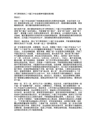 学习贯彻党的二十届三中全会精神专题党课讲稿.docx