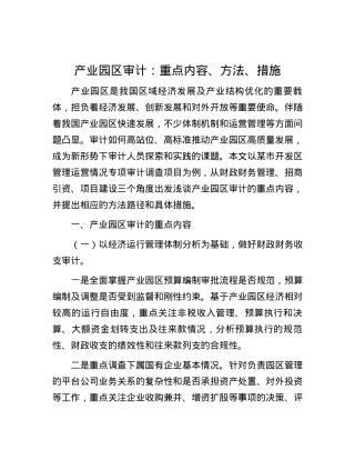 产业园区审计：重点内容、方法、措施.docx