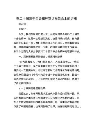 在二十届三中全会精神宣讲报告会上的讲稿.docx
