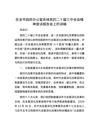 在全市政府办公室系统党的二十届三中全会精神宣讲报告会上的讲稿.docx