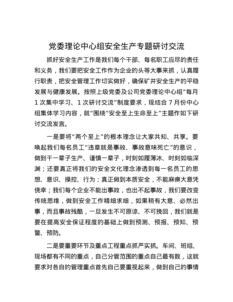 党委理论中心组安全生产专题研讨交流.docx_第1页