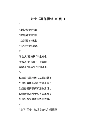 对比式写作提纲30例-1.docx
