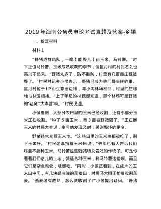 2019年海南公务员申论考试真题及答案-乡镇.docx