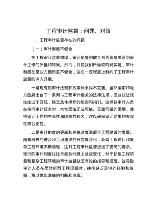 工程审计监督：问题、对策.docx