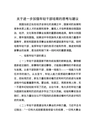关于进一步加强年轻干部培育的思考与建议.docx