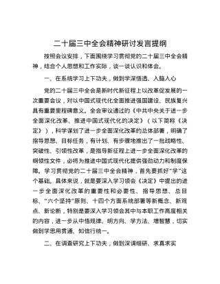 二十届三中全会精神研讨发言提纲.docx