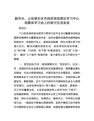 副市长、公安局长在市政府党组理论学习中心组集体学习会上的研讨交流发言.docx