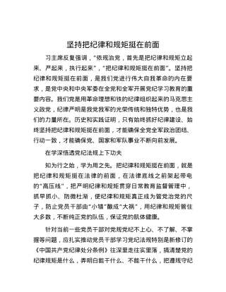 坚持把纪律和规矩挺在前面.docx