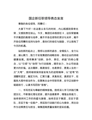 国企新任职领导表态发言.docx