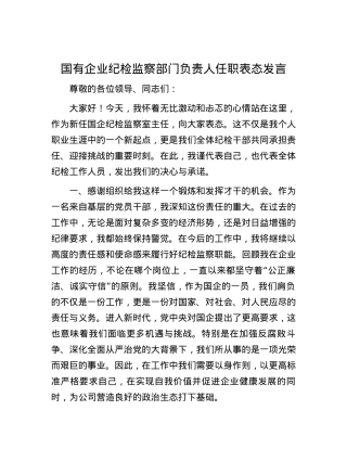 国有企业纪检监察部门负责人任职表态发言.docx