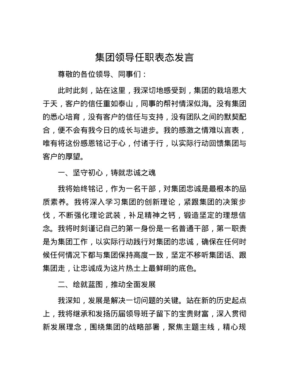 集团领导任职表态发言.docx_第1页