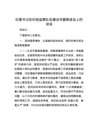 纪委书记在纪检监察队伍建设专题推进会上的讲话.docx