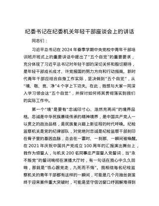 纪委书记在纪委机关年轻干部座谈会上的讲话.docx