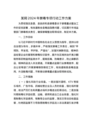 某局2024年禁毒专项行动工作方案.docx