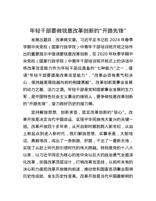 年轻干部要做锐意改革创新的“开路先锋”.docx