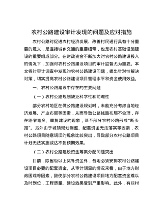 农村公路建设审计发现的问题及应对措施.docx