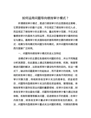 如何运用问题导向绩效审计模式？.docx