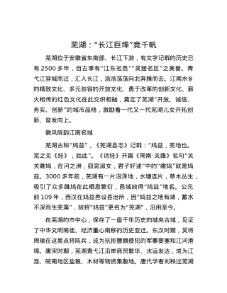 芜湖：“长江巨埠”竞千帆.docx