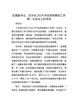 区委副书记、区长在2024年区府院联动工作第一次会议上的讲话.docx