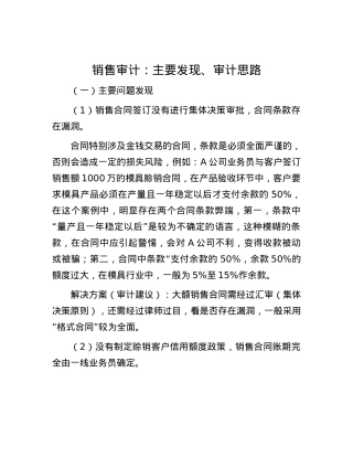 销售审计：主要发现、审计思路.docx