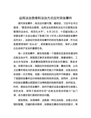 运用法治思维和法治方式应对突发事件.docx