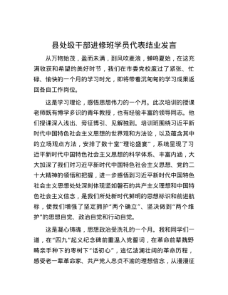 县处级干部进修班学员代表结业发言.docx