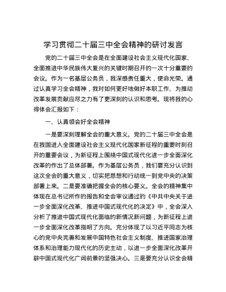 学习贯彻二十届三中全会精神的研讨发言.docx