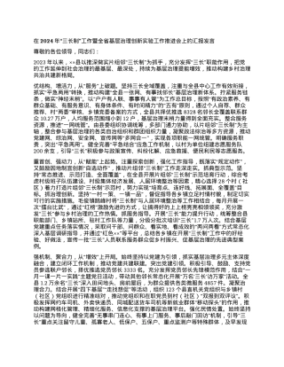 在2024年“三长制”工作暨全省基层治理创新实验工作推进会上的汇报发言.docx