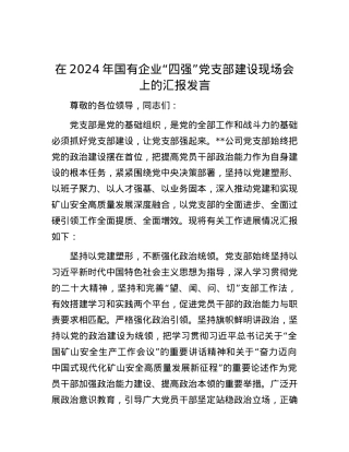 在2024年国有企业“四强”党支部建设现场会上的汇报发言.docx