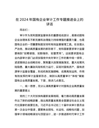 在2024年国有企业审计工作专题推进会上的讲话.docx
