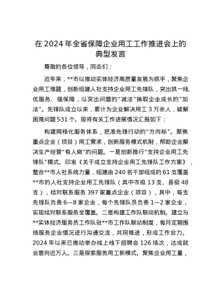 在2024年全省保障企业用工工作推进会上的典型发言.docx