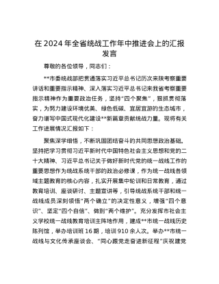 在2024年全省统战工作年中推进会上的汇报发言.docx