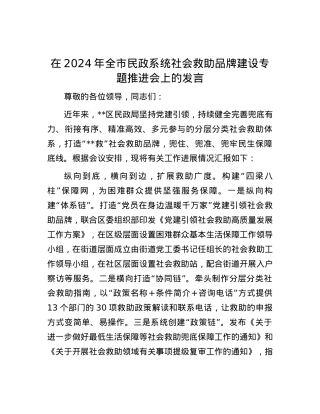 在2024年全市民政系统社会救助品牌建设专题推进会上的发言.docx