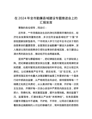 在2024年全市勤廉县域建设专题推进会上的汇报发言.docx